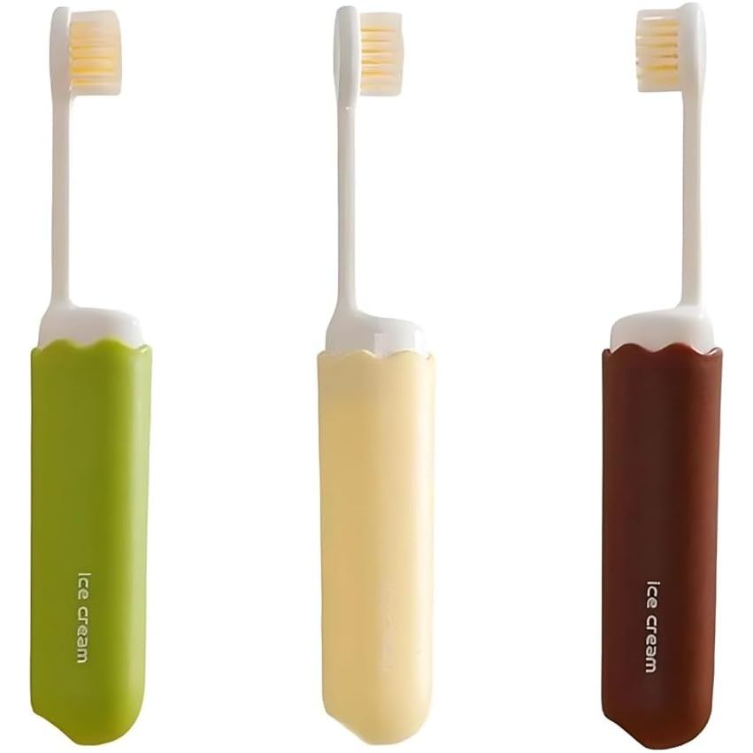 Foldable Travel Toothbrushes Medium Soft Bristles with Case Reusable Dental Oral Care Essentials for Travel, Camping & On-The-Go Pack of 3