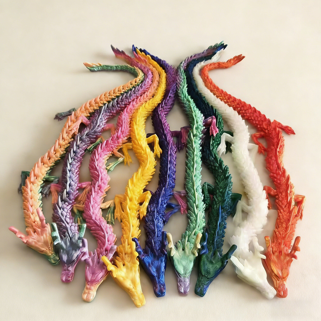 Luminous Articulated Chinese Dragon Figurine 3D Printed Full Posable Desktop Decor Collectible Toy