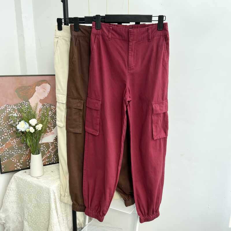 seluar tidur wanita loose pants @- Ketuk suka~ Seluar kaki kecil wanita musim panas, seluar kasual paras sembilan suku yang nipis, seluar kerja bergetah di bahagian pinggang, tampak langsing dan berpinggang tinggi sesuai untuk mereka yang bertubuh pendek.