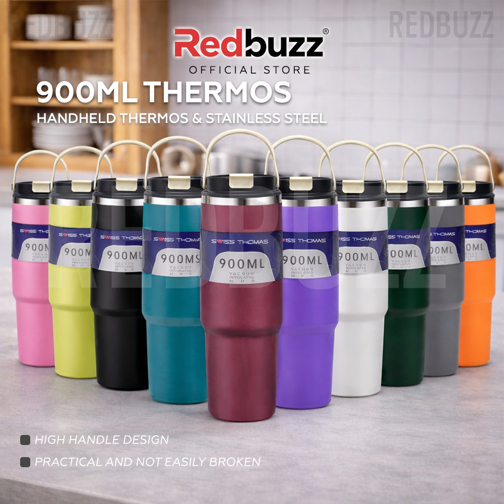 REDBUZZ 900ML 304 Stainless Steel Handheld Thermos Insulated Tumbler Hot or Cold Thermos Cup Mug Water Bottle 保温壶