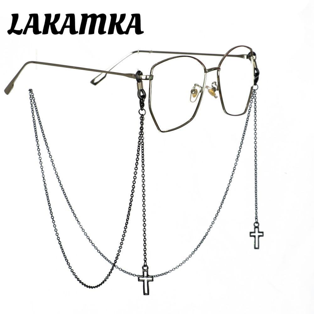 LAKAMKA Cross Pendant Glasses Chain, Pendant Metal Neckline Glasses Chain, Fashion Cross Spectacles Pendant Glasses Chain Men