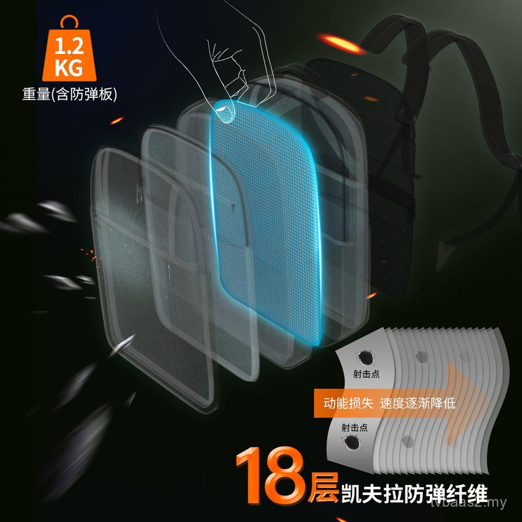 Tigenu Outdoor Professional Bulletproof Backpack, Beg Keselamatan untuk Latihan Mendaki, Beg Sekolah Berkapasiti Besar, Beg Siphon