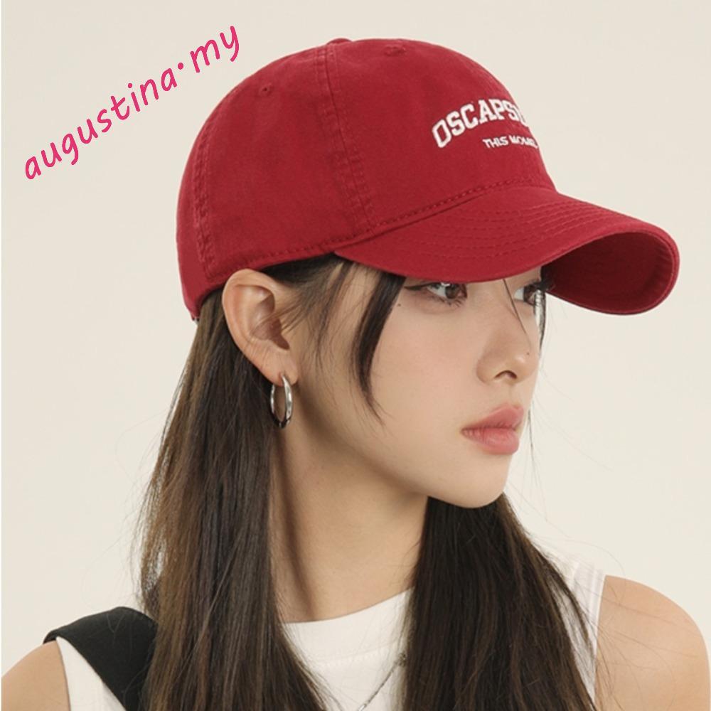 AUGUSTINA Sunscreen Baseball Cap, Adjustable Korean Style Letter Embroidered Cap, Casual Cotton Hip-hop Sunshade Cotton Peaked Hat Summer