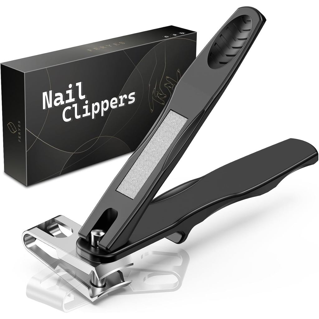 FERYES 360° Rotating Nail Clippers for Seniors, Long Handle Fingernail Clippers for Men and Women, Ergonomic EZ Grip Toenail Clippers for Thick Nails