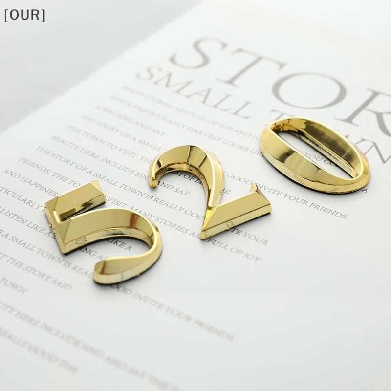 [OUR] 1pc Height 5cm Golden Home Stier Address Door Label Gold Modern House Number null
