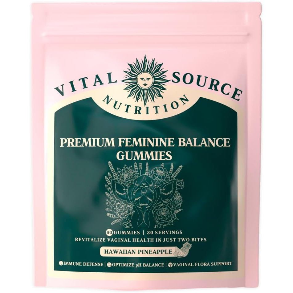 VitalNutrition-PremiumFeminineBalanceGummies-forWomen’sHealth&Wellness-ImmuneSupport-Vegan,Gluten-Free-HawaiianPineapple-60Gummies-30Servings