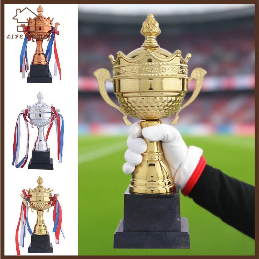 YELGIRL Competition Trophy Medal, Universal Multi Size Pentagram Trophy, Gold Color Golden Color Crown Pentagram Winner Award Trophy Toy Children Award