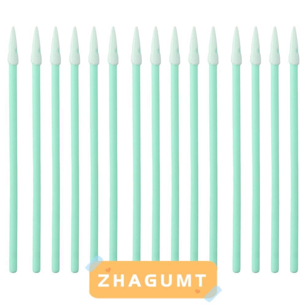 ZHAGUMT366HT 100Pcs PCB Board Cleaning Swabs, 3'' 76mm Foam Tip Swabs, Disposable Green Small Pointed Lint Free Swab Sticks Electronics Component