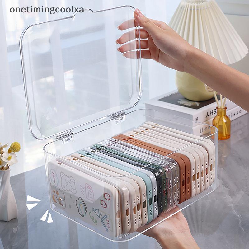 null Acrylic Sundries Storage Basket Phone Case Holder Ins Transparent Phone Case Organizer Storage Box with Cover Home Desktop null