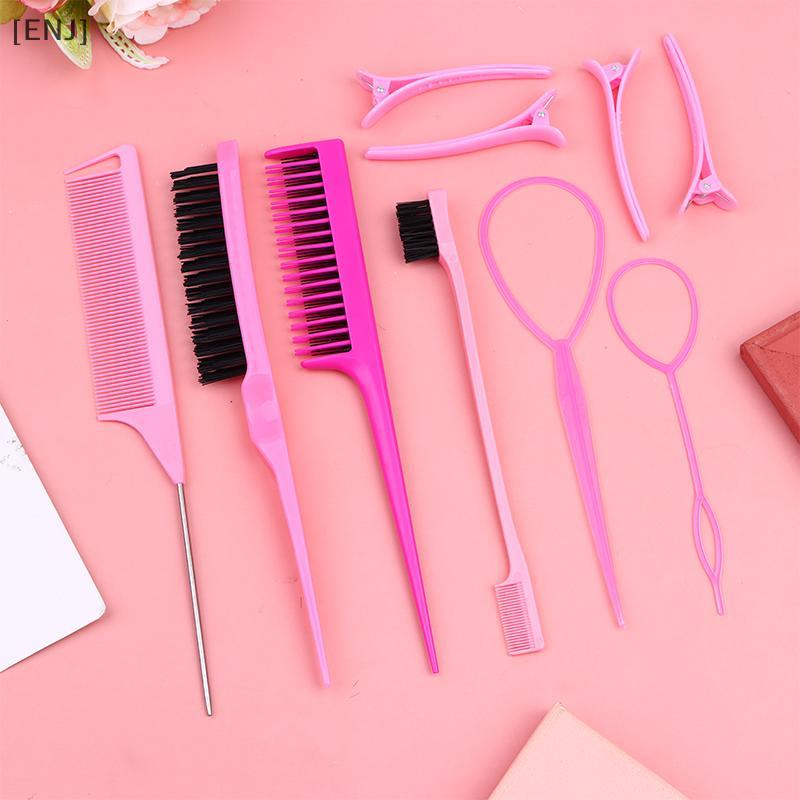[ENJ] 6/10pcs Hair Styling Comb Set Teasing Hair Brush Triple Teasing Comb Rat Tail Combs Edge Brush Hair Tail Tools Braid Tool Loop null