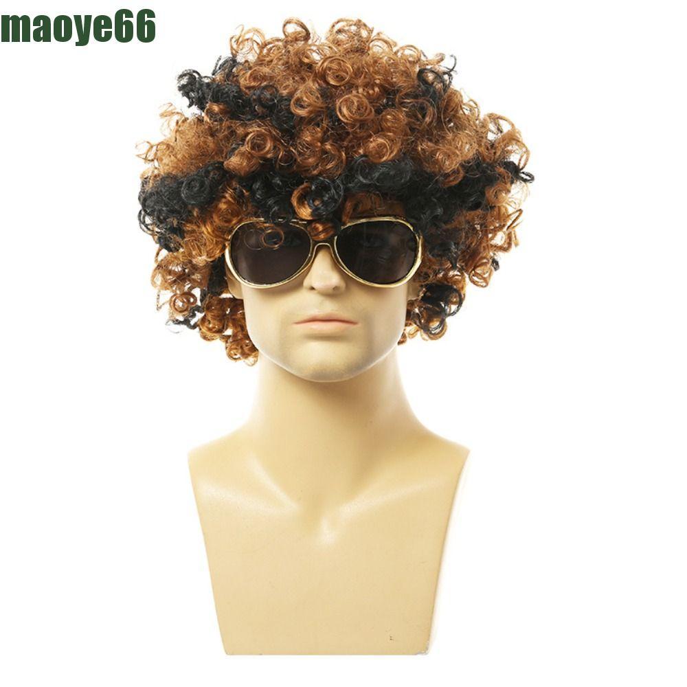 MAOYE Men Cosplay Wigs Punk Disco High Quality Nightclub Bar Wig Heat Resistant Fiber Hair Accessories Synthetic Halloween Invisible Retro Cosplay Wig