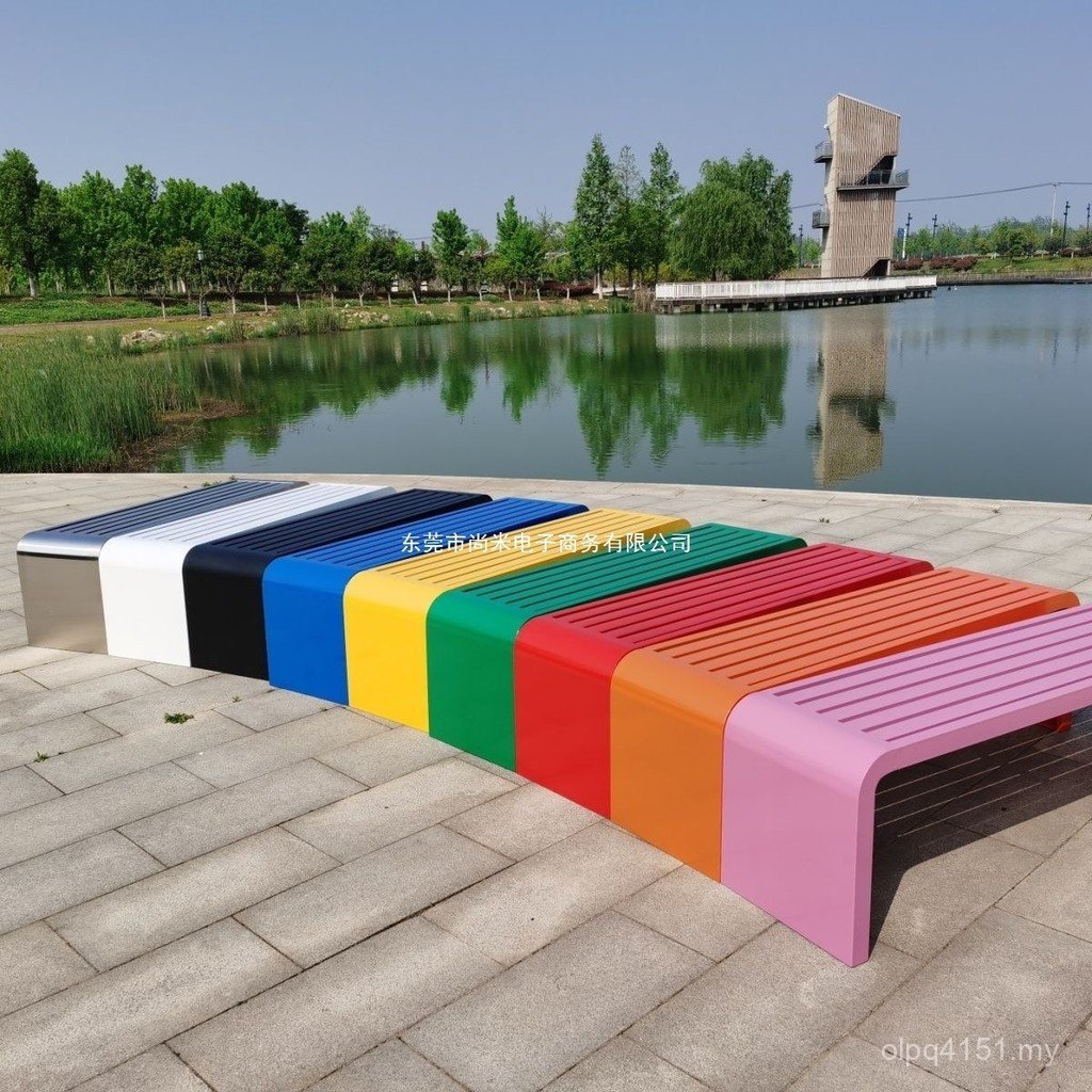 Outdoor Bench Bench Iron Rest Colorful Bench Seat Outdoor Bench Leisure Chair Shopping Mall Kindergarten Park XB43