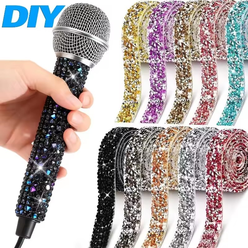 [3-5 Days Arrive]Rhinestone Sticker Resin Material, Sparkling Diamond Effect with Multiple Colors, Easy to Trim for DIY Home Decor, Phone Case, Fashion Embellishment (1/2/3rolls)