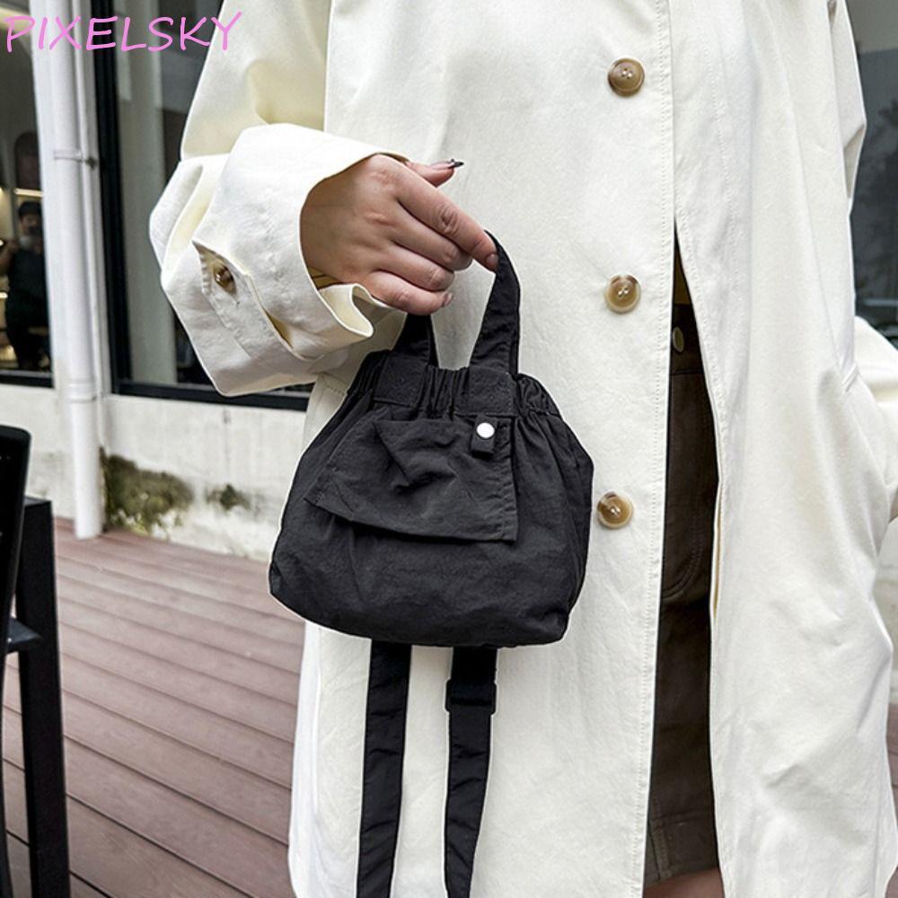 PIXELSKY Casual Handbags, Large Capacity Ruched Design Shoulder Bag, Fashion Candy Color Lightweight Adjustable Strap Crossbody Bag Work