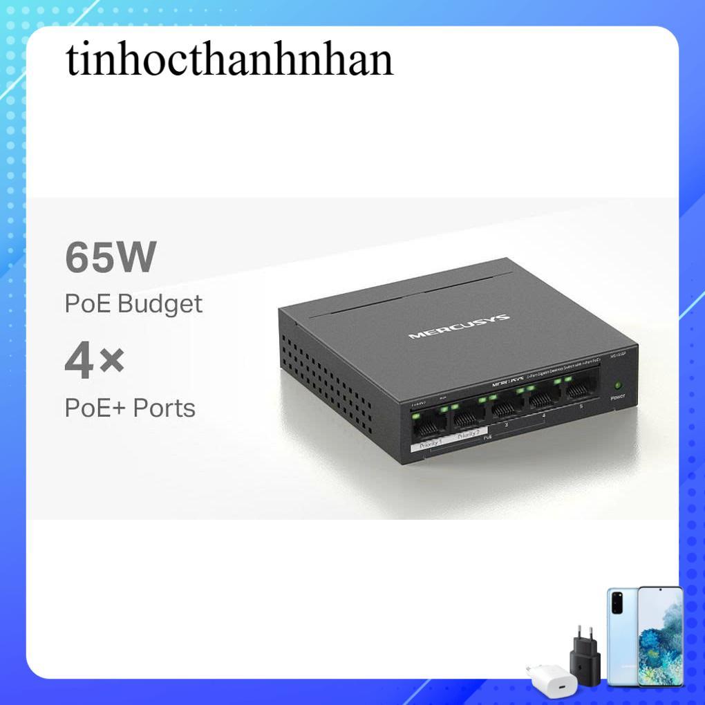 Mercusys MS105GP 5-Port Gigabit Switch with 4 PoE+ Ports