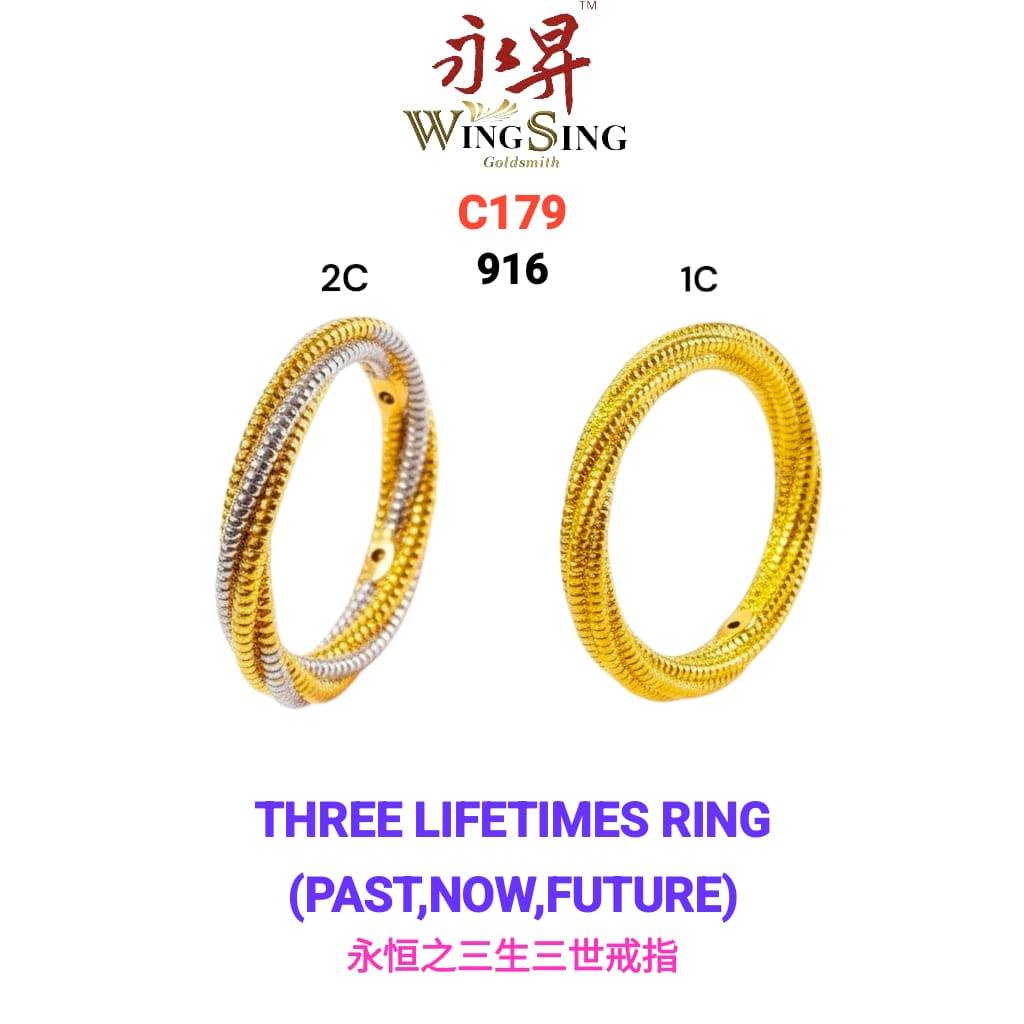 Wing Sing 5G 916 Emas Cincin Lustre Twist Triple Pintal Emas 916/ 916 5G Triple Life Ring/ 三生三世916黄金硬金戒指