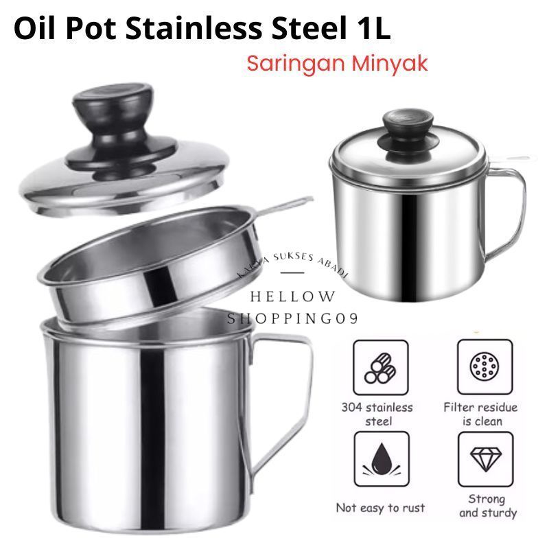 Adk -A306- Oil Pot Stainless Steel Cooking Oil Filter Container Glass/Oil Filter Holder