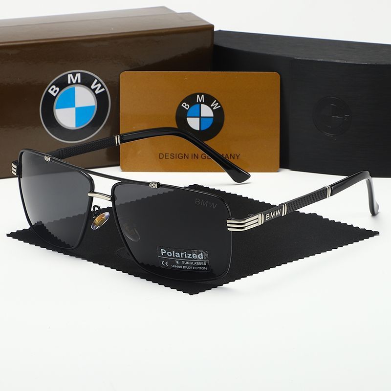 New BMW Sunglasses Men Metal Large Frame Fashion Retro Driving Polarized Lenses UV400