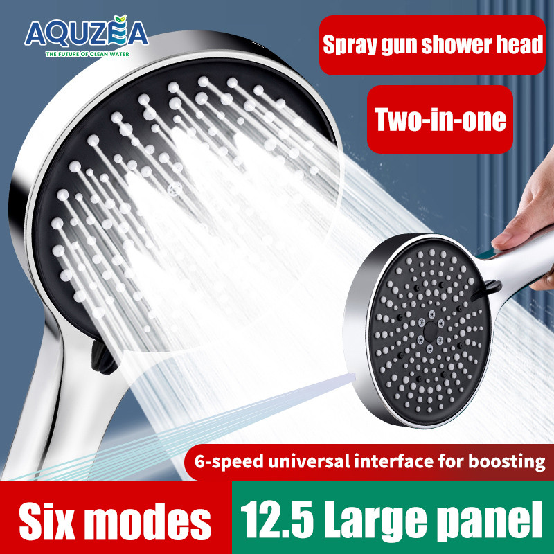 AQUZÉA 067 6-Mode High Pressure Shower Head with Spray Gun, Universal Connector, Multi-Function Handheld Rain Shower