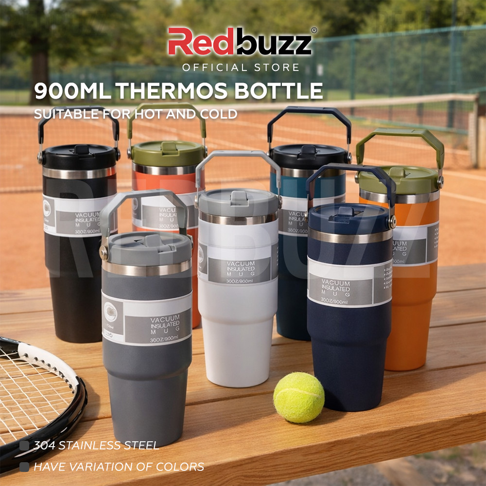REDBUZZ 304 Stainless Steel Handheld Thermos Bottle Insulated Vacuum Tumbler Hot &Cold Thermos Cup Mug Water Bottle 保温水壶