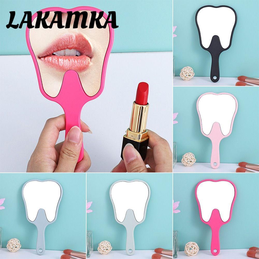 LAKAMKA Handheld Mirror, Tooth Shaped High Definition Makeup Mirror, Durable PVC  Mirrors Gift