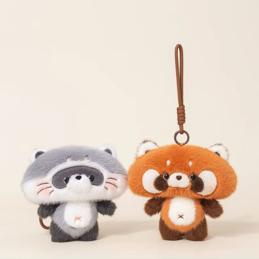 Ready Stock New Style Little Squirrel Plush Charm Cute Funny Little Raccoon Keychain Cute Sanhua Cat Doll Pendant Gift * && -
