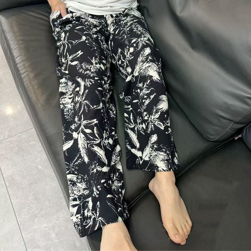 夏款男女裤情侣大码棉绸人造棉灯笼裤阔腿收口裤薄家居裤睡裤长裤mufen491.my260409