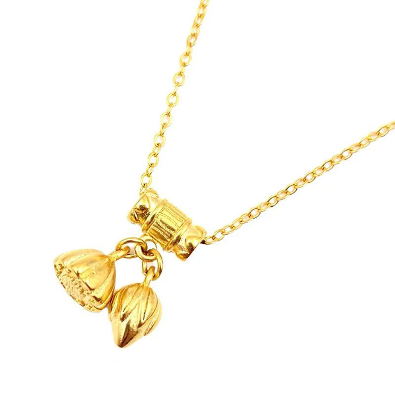 Women style 916 gold Two Generations Huanlian Heart Lotus Pendant/ Lotus Transfer Beadcharm gold 916