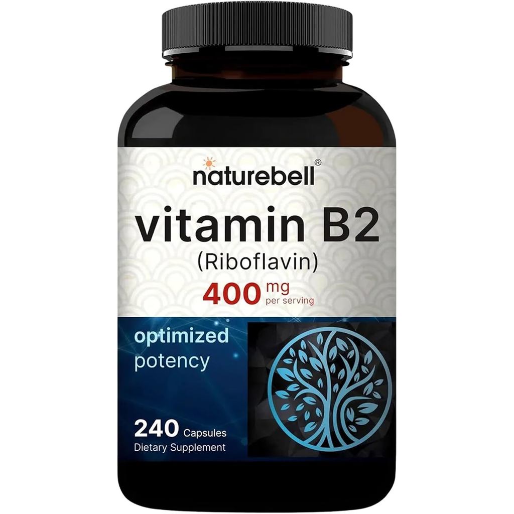 NatureBell Vitamin B2 (Riboflavin) 400mg - 240 Capsules -  for Energy,  & Cellular Health* - Non-GMO & Gluten Free - Easily Absorbed