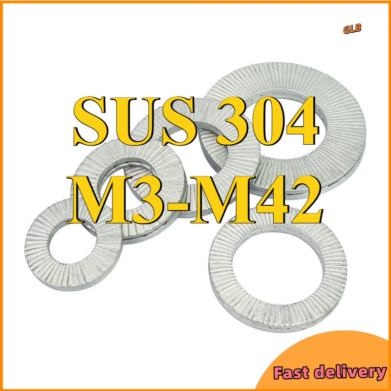 Self Locking Washer 304 Stainless Steel, Double Stack Nord-Lock Type Washer, Anti Vibration, Stok Malaysia - M3/M4/M5/M6/M8/M10/M12~ M42 【ZHX-GLB-MB-1】