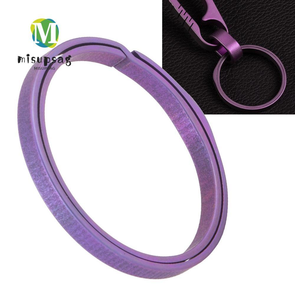MISUPMY 2 Pcs Titanium Alloy Key Ring, 33mm Scratch Resistant Side Pushing Keyring, Durable Heavy Duty Lightweight Easy One-Handed Opening Keychain Organizer Outdoor Use