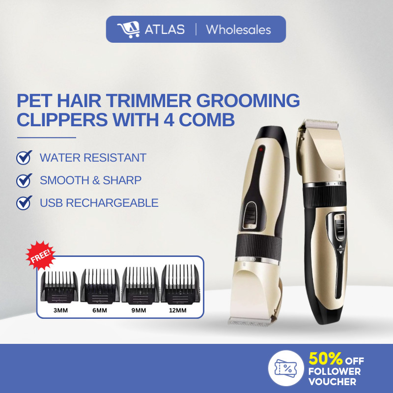ATLAS Pet Clippers Hair Shaver Grooming Trimmer Rechargeable Cat Dog Haircut Cordless Pet Shaver Pet Trimmer Clipper