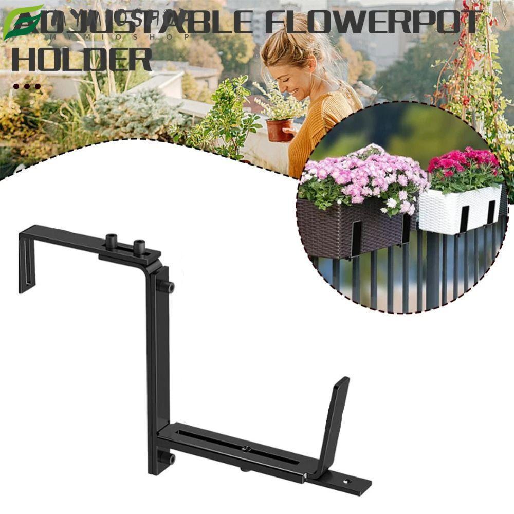 MIOSHOP Adjustables Flower Pot Bracket, Metal Houseplants Window Box Holder, Container Accessories Potted Plants Hangers Planter Box Bracket Flowerpots