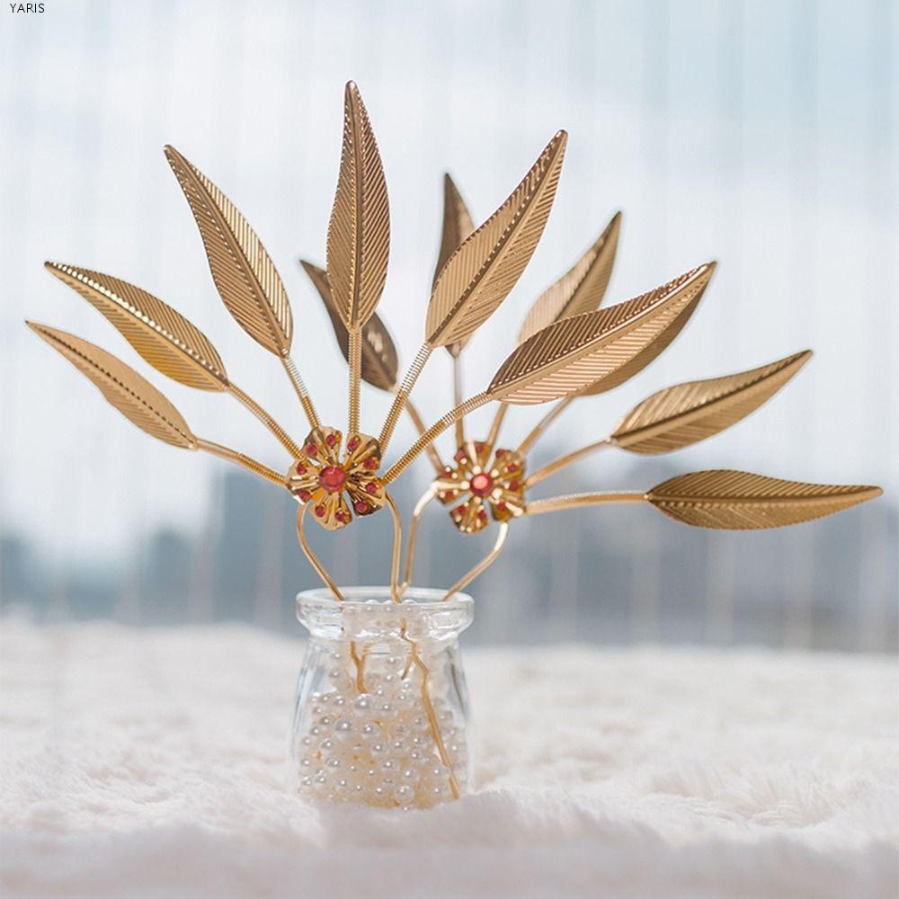 YARIS Metal Hair Sticks Women Antique Leaf Flower Ethnic Minorities Hair Accessories Girl Hair Accessories U Shape Hairpin