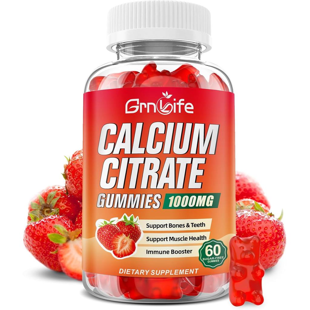 Gula-gula Kalsium Sitrat, Kalsium Sitrat Tanpa Gula 1000mg untuk Kesihatan Otot, Suplem…