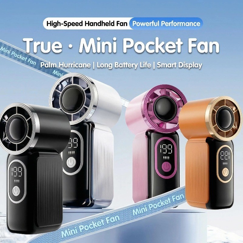 2026 New Turbo High Speed Handheld Fan Kipas Mini Portable Sejuk 120 Speed LED Display USB Rechargeable Kipas Tahan Lama
