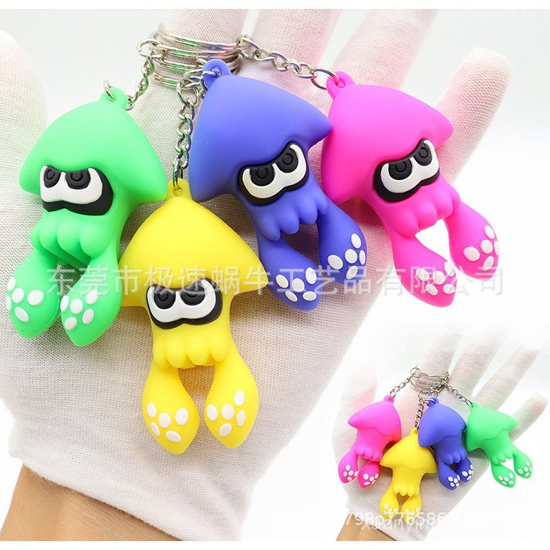 Cross-Border Jet Warrior Keychain Foreign Trade switch Cartoon Doll Cute Squid Splatoon Keychain