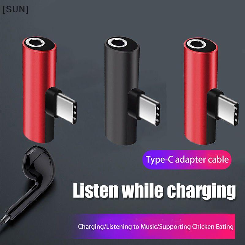 [SUN] USB Type-C To 3.5 Mm Headphone Metal Adapters Charging Splitter With Aux Audio Ja To Multiple Phone Models Charging/Music/Call null