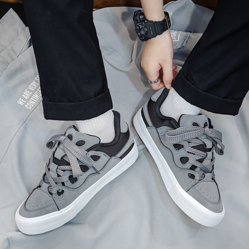 [New Product] Low-Top Sneakers Frosted Leather Shoes Men Fashion Lightweight Casual Shoes [Hot Sale]