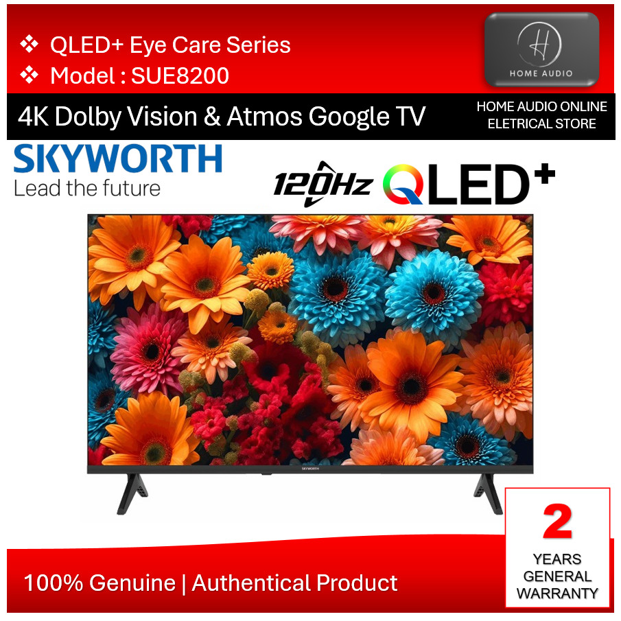 Skyworth [ 50 | 55 | 65 | 75 ] QLED+ Eye Care Series Google TV SUE8000 | SUE8100 | SUE8200