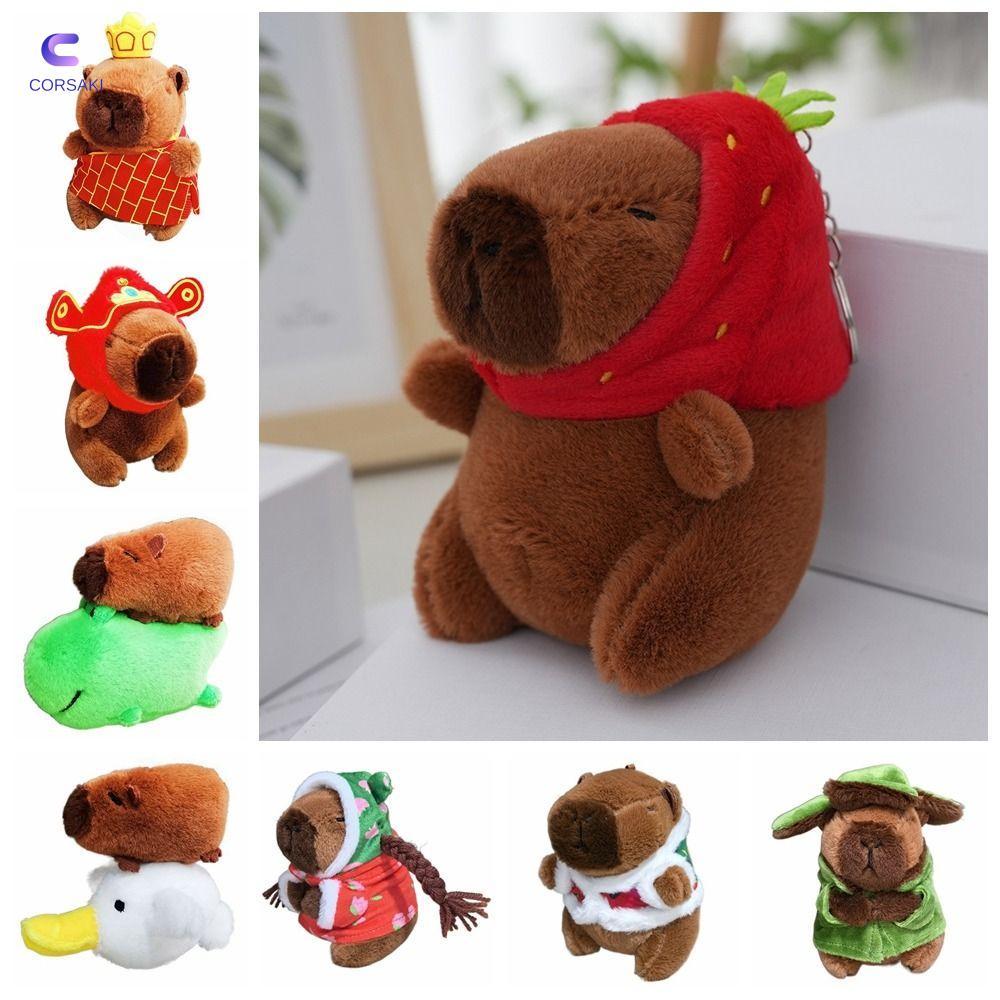CORSAKI Simulation Capybara Pendant, Accessories Cute Toy Headgear Capybara Doll, Kawaii Multicolor Cartoon Capybara Guinea Pig Plush Capybara Keychain Kids