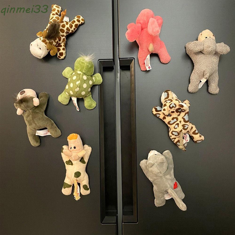 QINMEI Refrigerator Stickers, Cute Magnetic Plush Animal Fridge Magnet, Kitchen Accessories Soft Cartoon Plush Animal Magnetic Sticker Home Decor