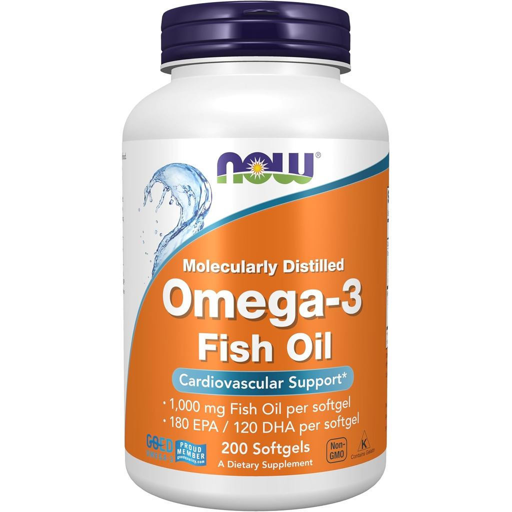 NOWFoodss, Omega-3 180EPA/120DHA, Molecular Distillation, Cardiovascular Support *, 200 Soft Capsules