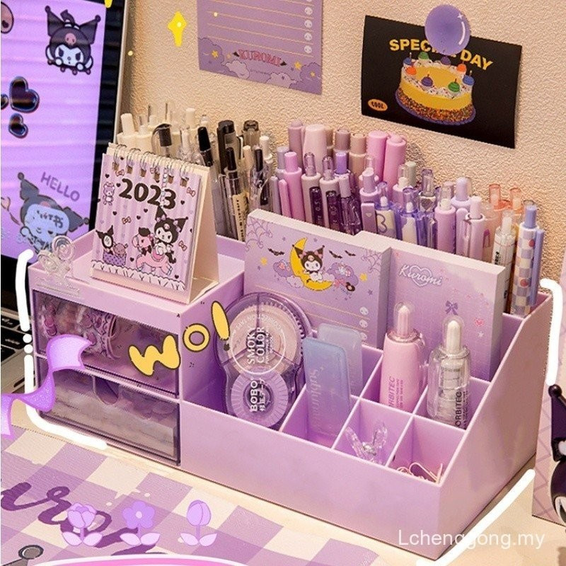 Monroe Department Store Genuine Ready Stock New Style Cute Compartment Storage Box Drawer Desktop Pen Holder Student Stationery Shelf Handbook Jiugongge Desk Organizer Box 2VRR HXS