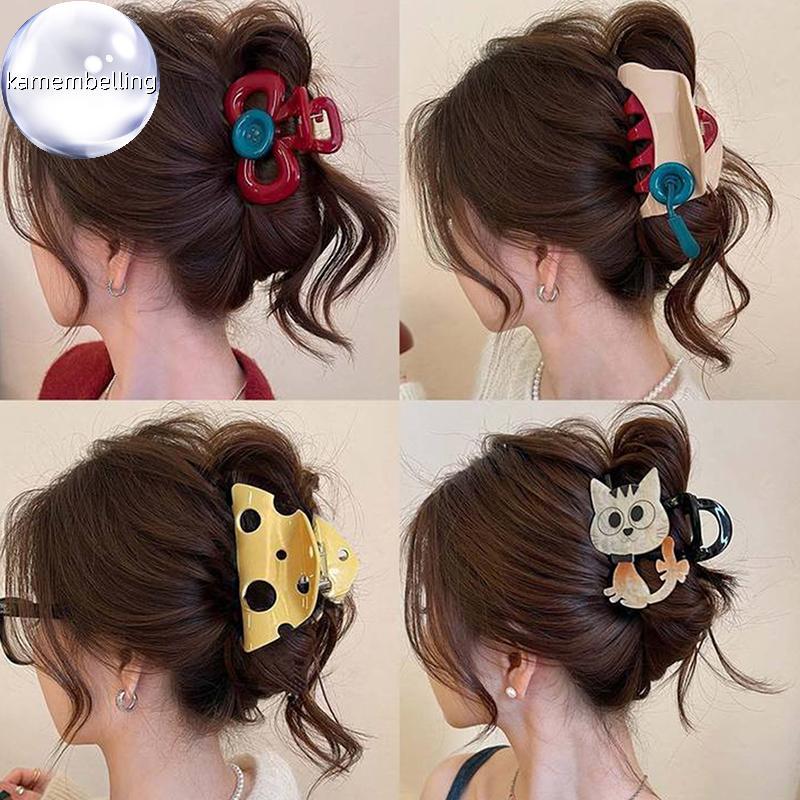 kamembelling Red Button Grab Clip Women 2024 Ba Of Head Hair Clip Headpiece Hairpin Hair Accessories VN