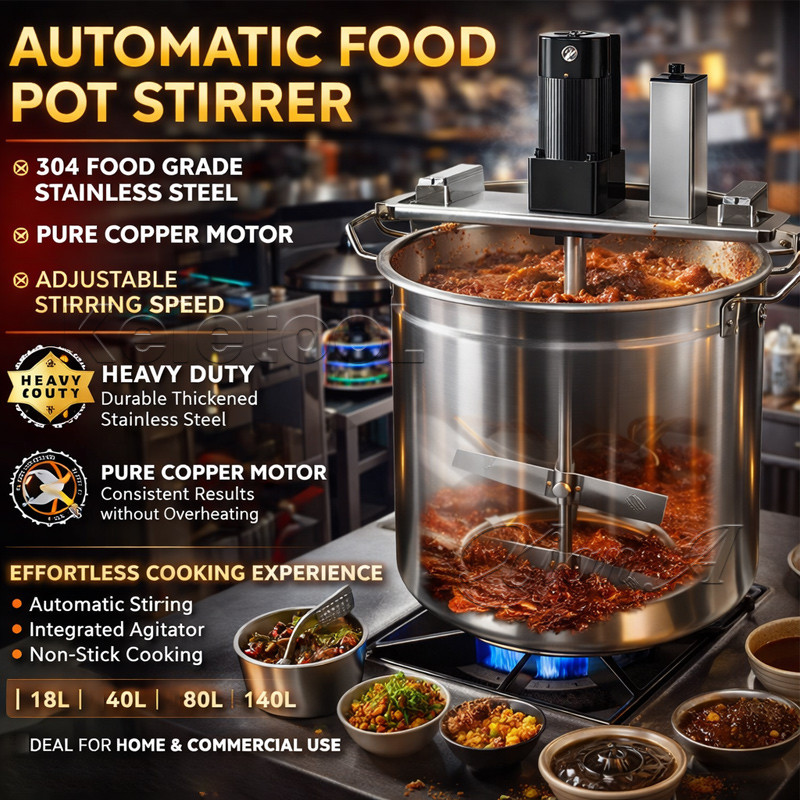 Automatic Sauce Stirrer Sambal Paste Pes Fry Cooker Mixer Auto Cooking Machine Stir Frying Pot 40L-140L Mesin Pengacau