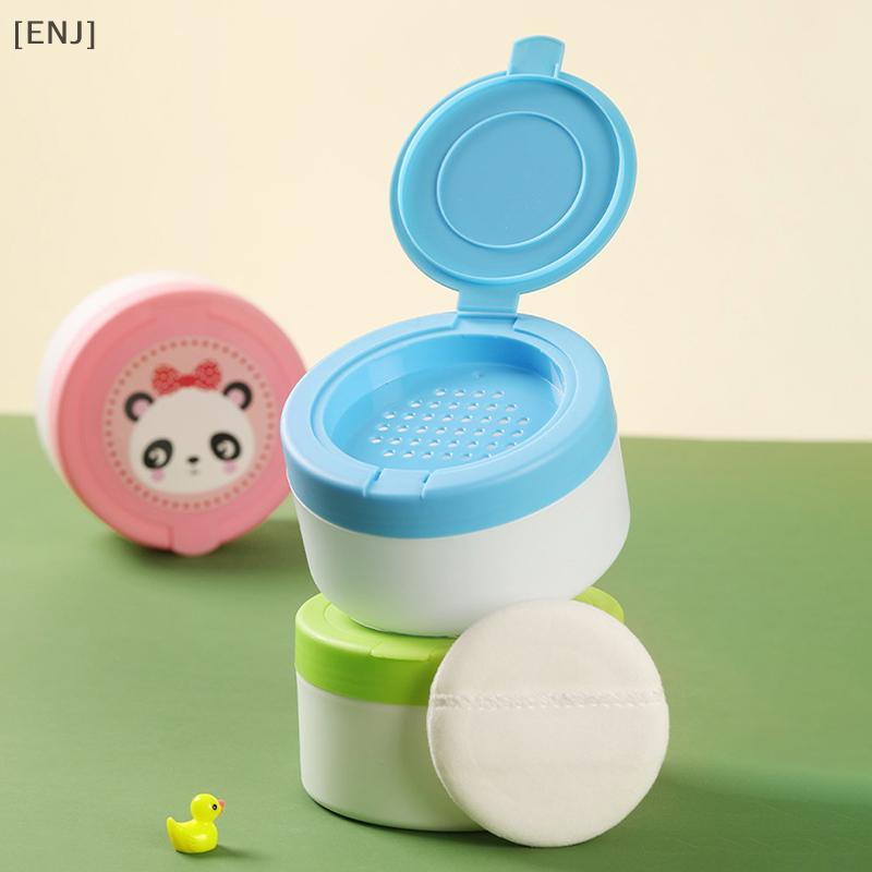 [ENJ] Baby Body Powder Container Case With Powder Puff Portable Safety Empty Newborns Body Powder Storage Box Cosmetic Puff Holder null