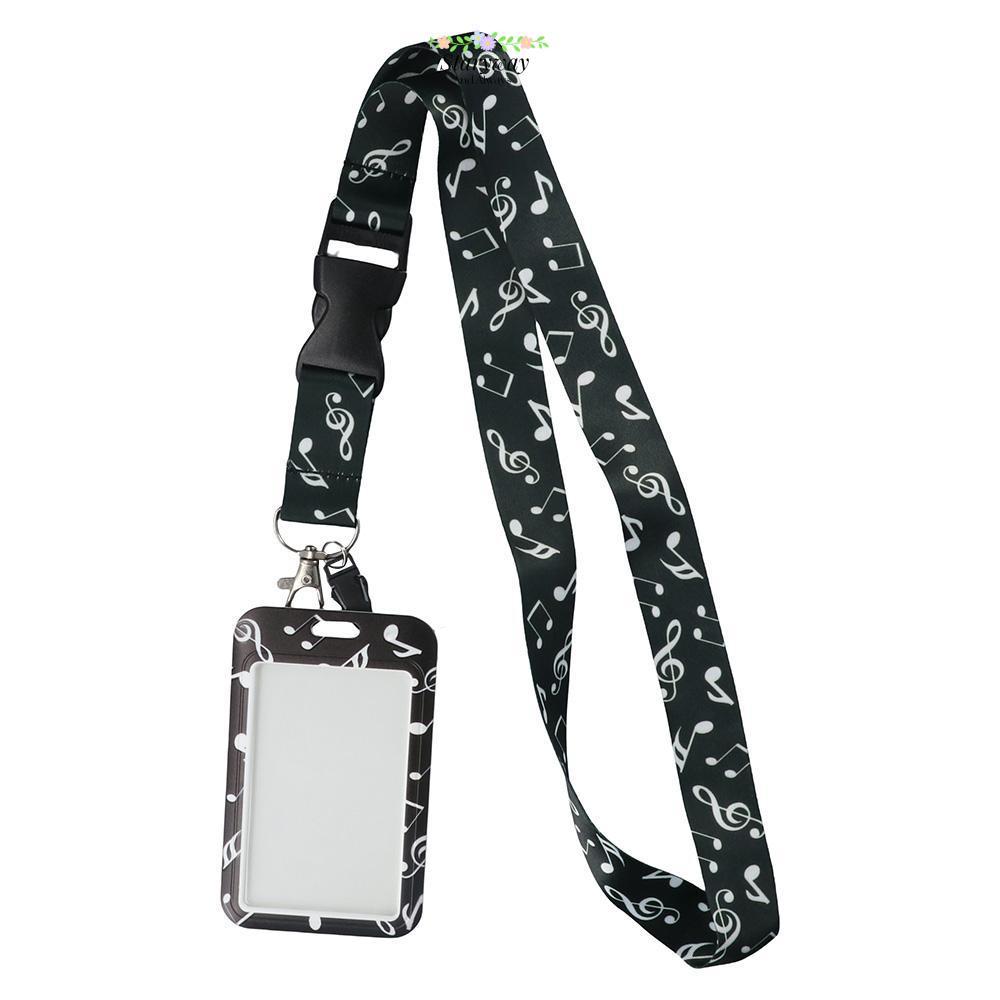STARYSWAY ID Badge Holder, Music notation Black Lanyard, Neck Dacron Keychain Office