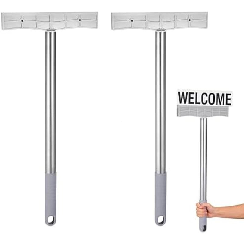 dheld Sign Holder for Protest & Airport Pickup: Stainless Steel Display Sign Pole Stands with Non-Slip Grip Signboard Rod for Parades, Sports Event,Tour Guide & Church