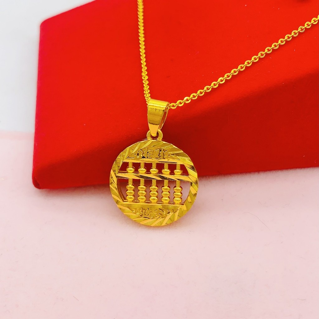 916 gold Round Abacus Lucky Pendant /emas loket 916  Good Luck /Abacus gold 916